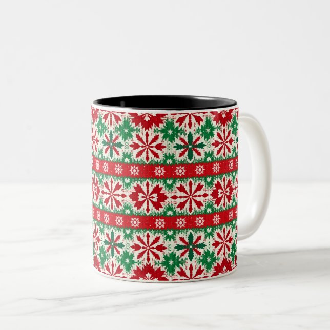 Scandinavian Fair Isle Christmas Edition 2 Två-Tonad Mugg (Framsida höger)