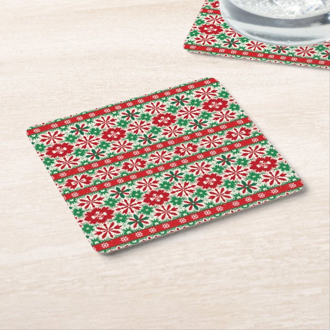 Scandinavian Fair Isle Christmas Edition 2 Underlägg Papper Kvadrat (Vinklad)