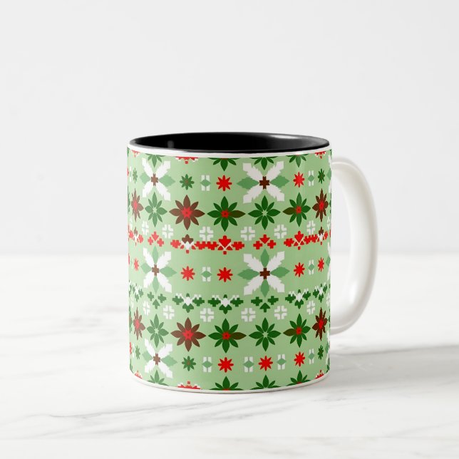 Scandinavian Fair Isle Christmas Edition 4 Två-Tonad Mugg (Framsida höger)