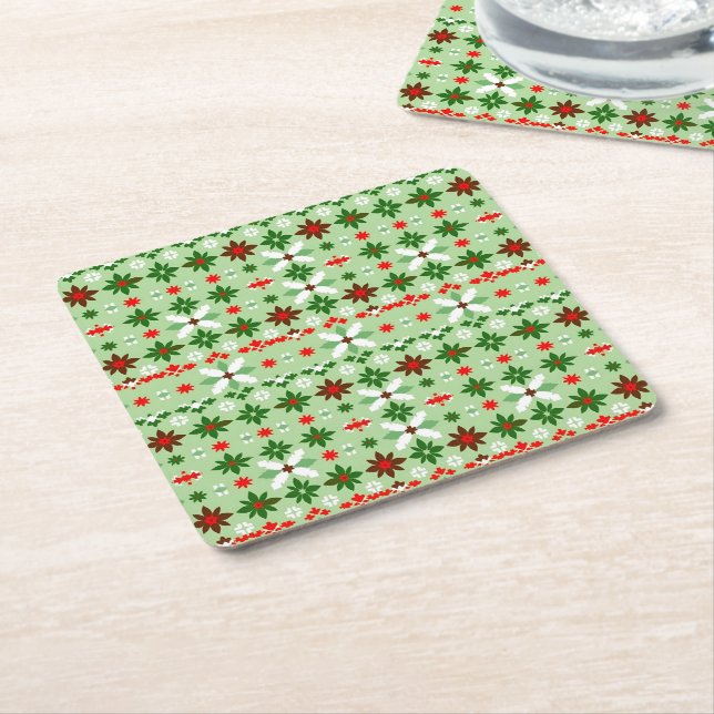 Scandinavian Fair Isle Christmas Edition 4 Underlägg Papper Kvadrat (Vinklad)