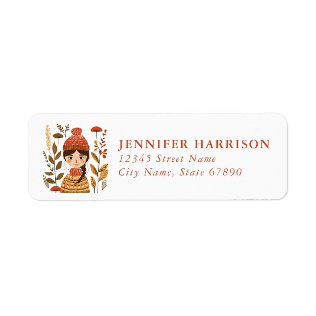 Scandinavian Fall Return Address Labels Returadress Etikett (Framsidan)
