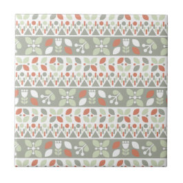 Scandinavian Floral Folk Design Pattern Kakelplatta