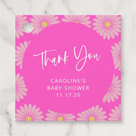 Scandinavian Flower Rosa Baby Shower Tack Gåvor Etiketter