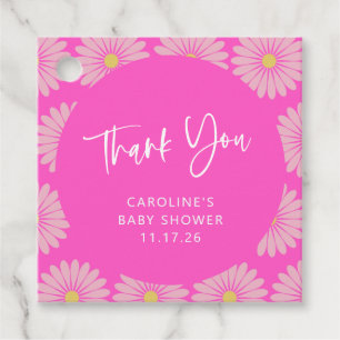 Scandinavian Flower Rosa Baby Shower Tack Gåvor Etiketter