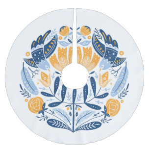 Scandinavian Folk Art Blommigt Ornament Julgransmatta Borstad Polyester
