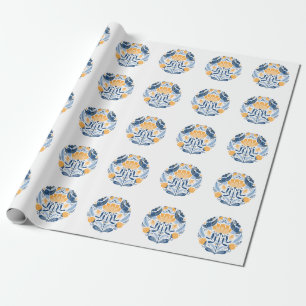 Scandinavian Folk Art Blommigt Ornament Presentpapper