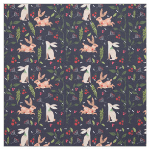 Scandinavian Folk Art Bunnies Tyg