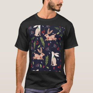 Scandinavian Folk Art Bunny Print T Shirt
