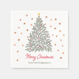 Scandinavian Folk-art Christmas Tree Family Name Pappersservett
