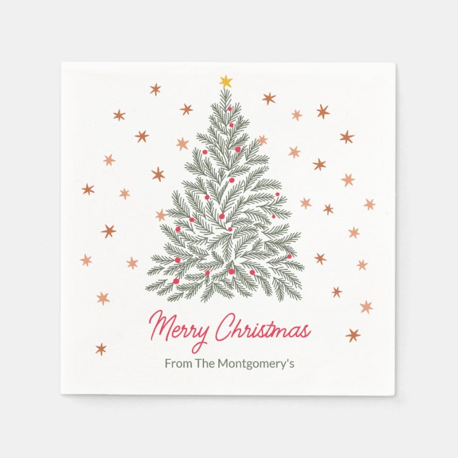 Scandinavian Folk-art Christmas Tree Family Name Pappersservett (Framsidan)