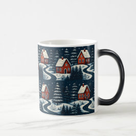 Scandinavian Folk Art Cozy Winter Cabin Mug Magisk Mugg