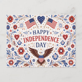 Scandinavian Folk Art Independence Day Helg Vykort