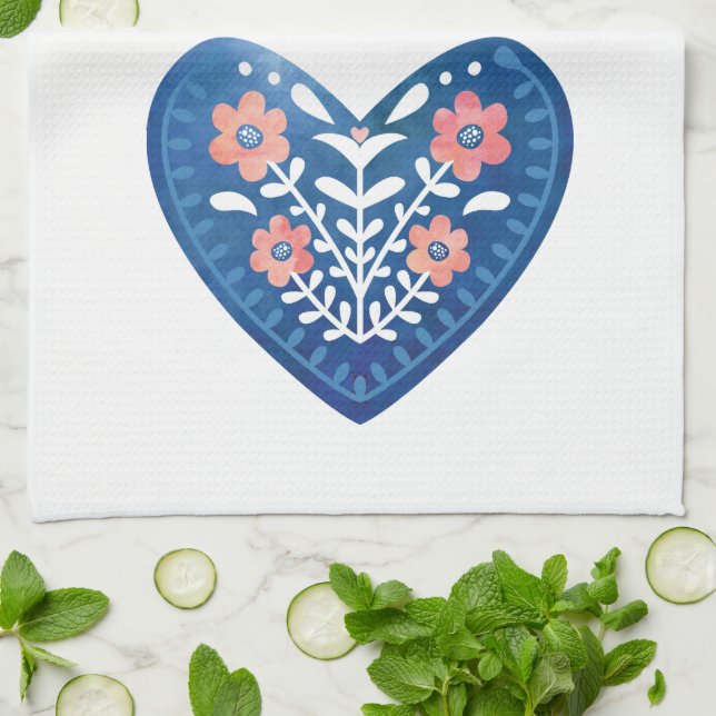 Scandinavian Folk Art Kitchen Towel Kökshandduk (Vikta)