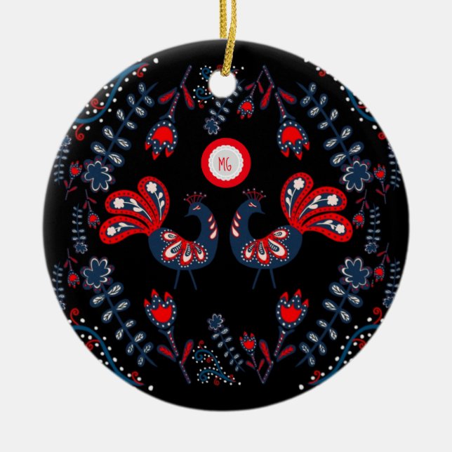Scandinavian Folk Art Ornament Monogrammed (Framsidan)