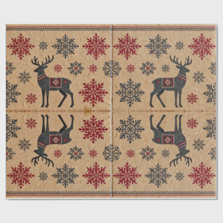 Scandinavian Folk Art Pattern Wrapping Paper Presentpapper