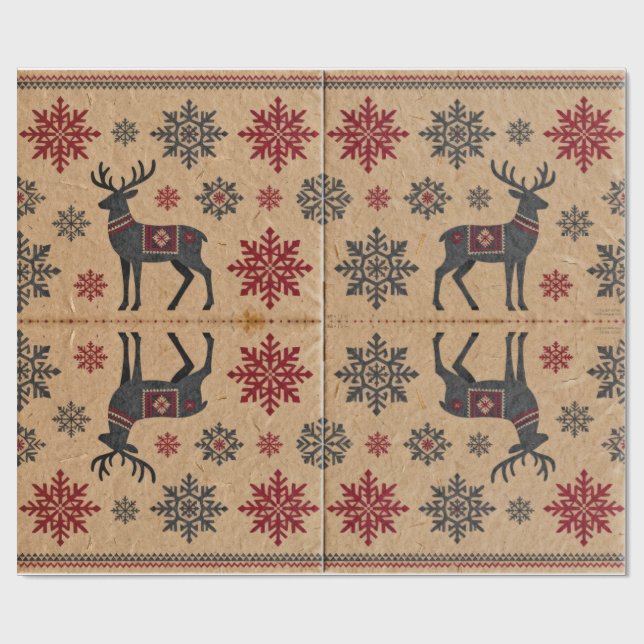 Scandinavian Folk Art Pattern Wrapping Paper Presentpapper (Platt)