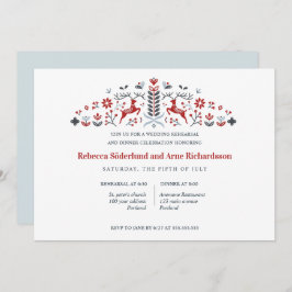 Scandinavian Folk Art Reindeer Rehearsal Dinner Inbjudningar