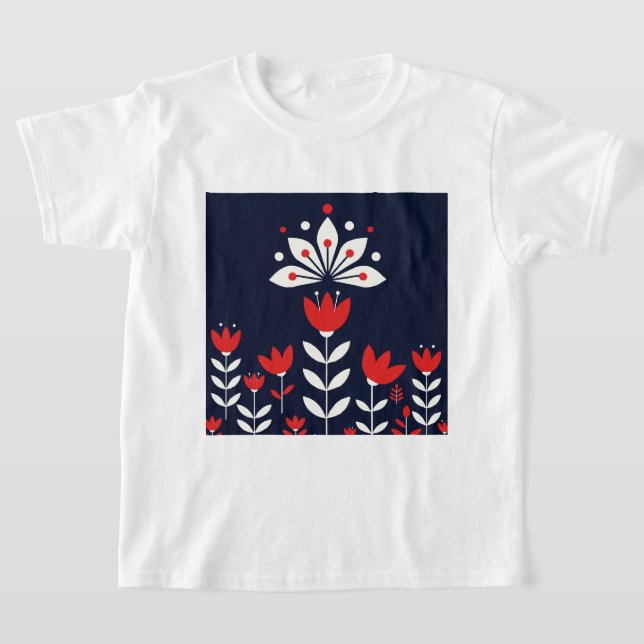 Scandinavian folk art t shirt (Laydown)