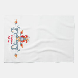 Scandinavian Folk Art Velkommen Kitchen Towel Kökshandduk