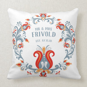 Scandinavian Folk Art Velkommen Pillow Kudde