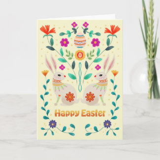 Scandinavian Folk Easter Bunnies  Kort