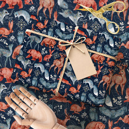Scandinavian Folk Woodland Animals Wrapping Paper Presentpapper