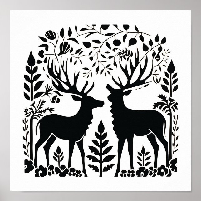 Scandinavian Folk Woodland Art Poster (Framsidan)