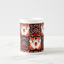 Scandinavian Fox Folk Art Benporslin Mugg