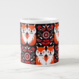 Scandinavian Fox Folk Art Jumbo Mugg