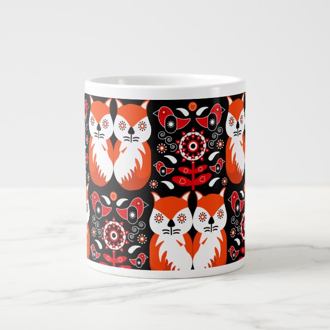 Scandinavian Fox Folk Art Jumbo Mugg (Framsidan)