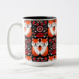 Scandinavian Fox Folk Art Två-Tonad Mugg