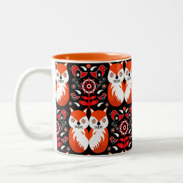 Scandinavian Fox Folk Art Två-Tonad Mugg