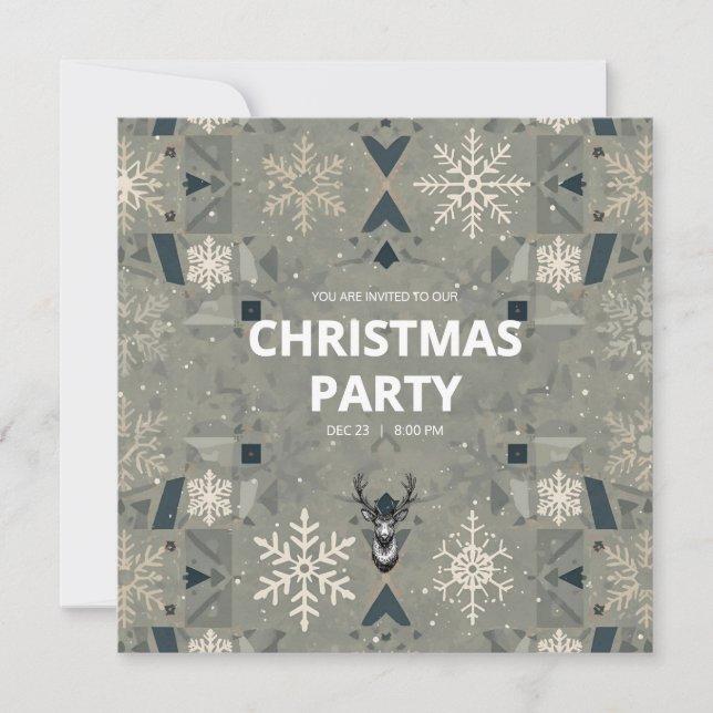 Scandinavian Geometric Christmas Party Invitation Inbjudningar (Framsida)