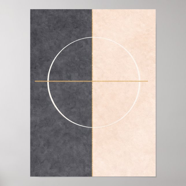 Scandinavian Geometric Wall Art – Beige & Grey  Poster (Framsidan)