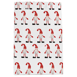 Scandinavian Gnome Red White Grått Julafton Mönste