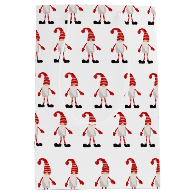 Scandinavian Gnome Red White Grått Julafton Mönste (Framsidan)