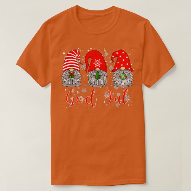 Scandinavian Gnomes Gud Jul Tomte Sveriges Christm T Shirt (Design framsida)
