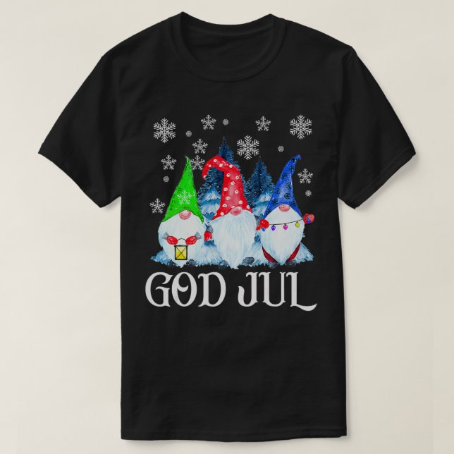 Scandinavian Gnomes Gud Jul Tomte Sveriges Christm T Shirt (Design framsida)