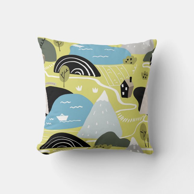 Scandinavian graphic illustration seamless pattern kudde (Framsida)