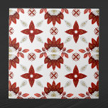 Scandinavian Graphic Nordic Red Guld Kakelplatta<br><div class="desc">Nordisk design i rött och guld.</div>