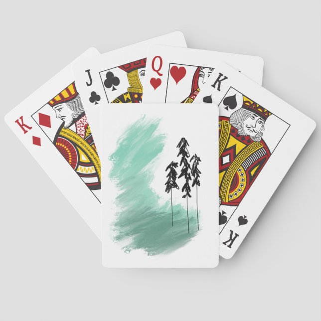 Scandinavian grönt träd art enkel modern mynta casinokort (Baksidan)