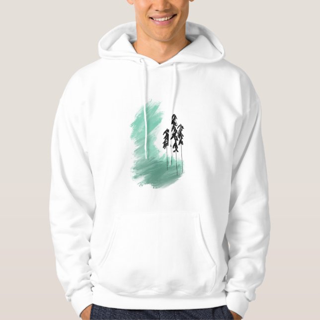 Scandinavian grönt träd art enkel modern mynta hoodie (Framsida)