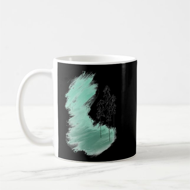 Scandinavian grönt träd art enkel modern mynta kaffemugg (Vänster)