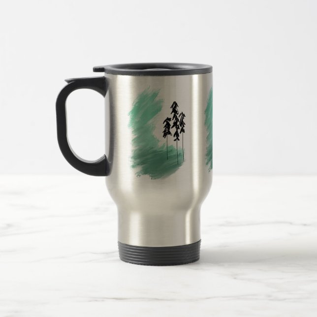 Scandinavian grönt träd art enkel modern mynta resemugg (Vänster)