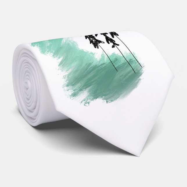 Scandinavian grönt träd art enkel modern mynta slips (Rullad)