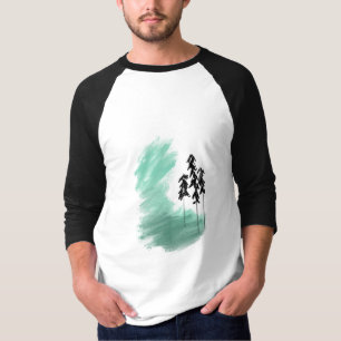 Scandinavian grönt träd art enkel modern mynta t shirt