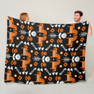 Scandinavian Horse Folk Art Fleecefilt