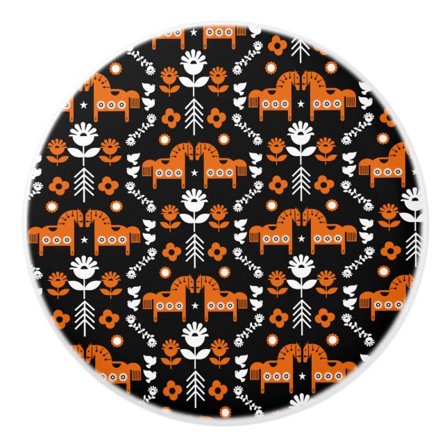 Scandinavian Horse Folk Art Knopp (Framsidan)