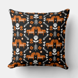 Scandinavian Horse Folk Art Kudde