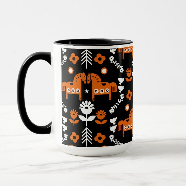 Scandinavian Horse Folk Art Mugg (Vänster)